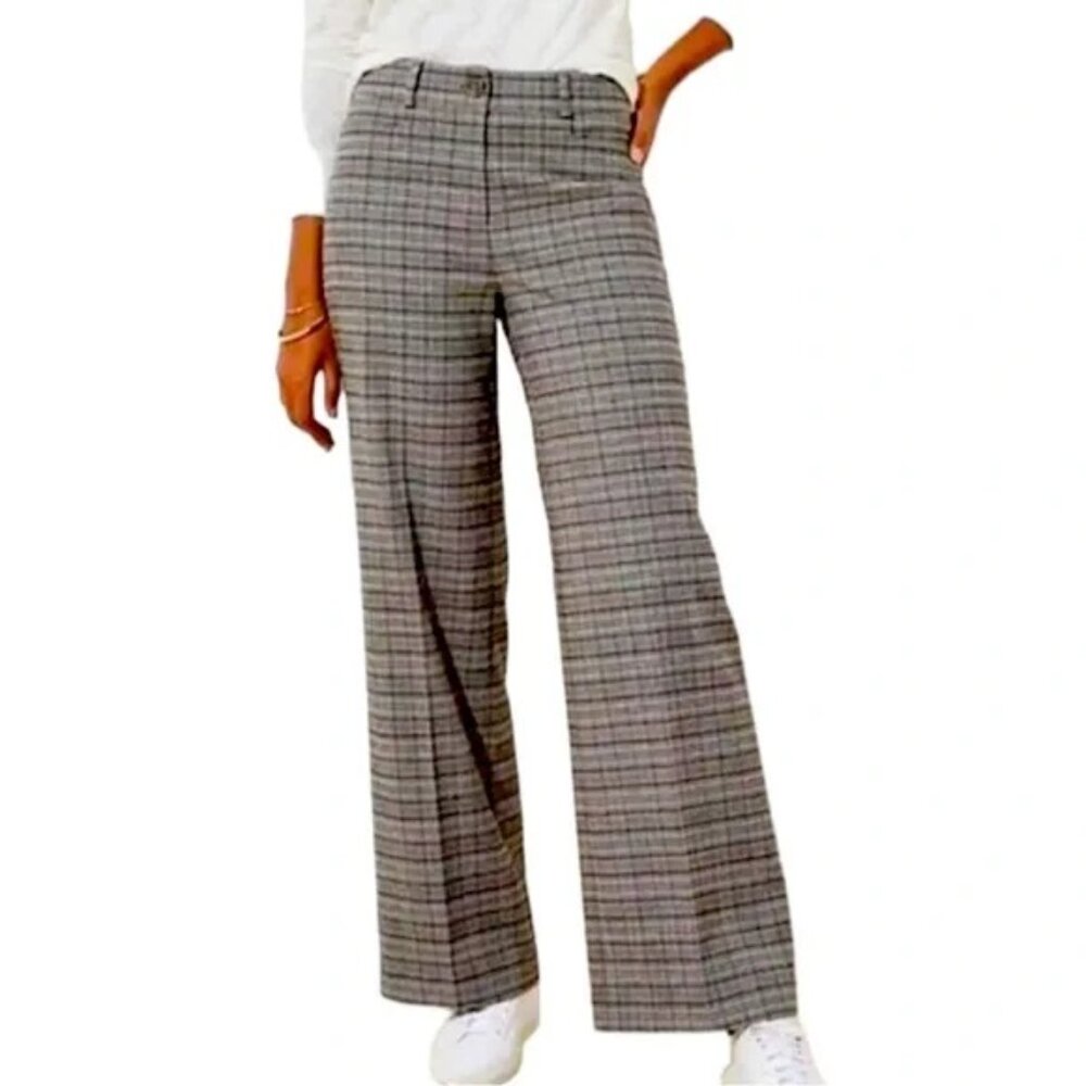 Loft ~ Glen Plaid High Waist Curvy Wide Leg Trouser in size 8